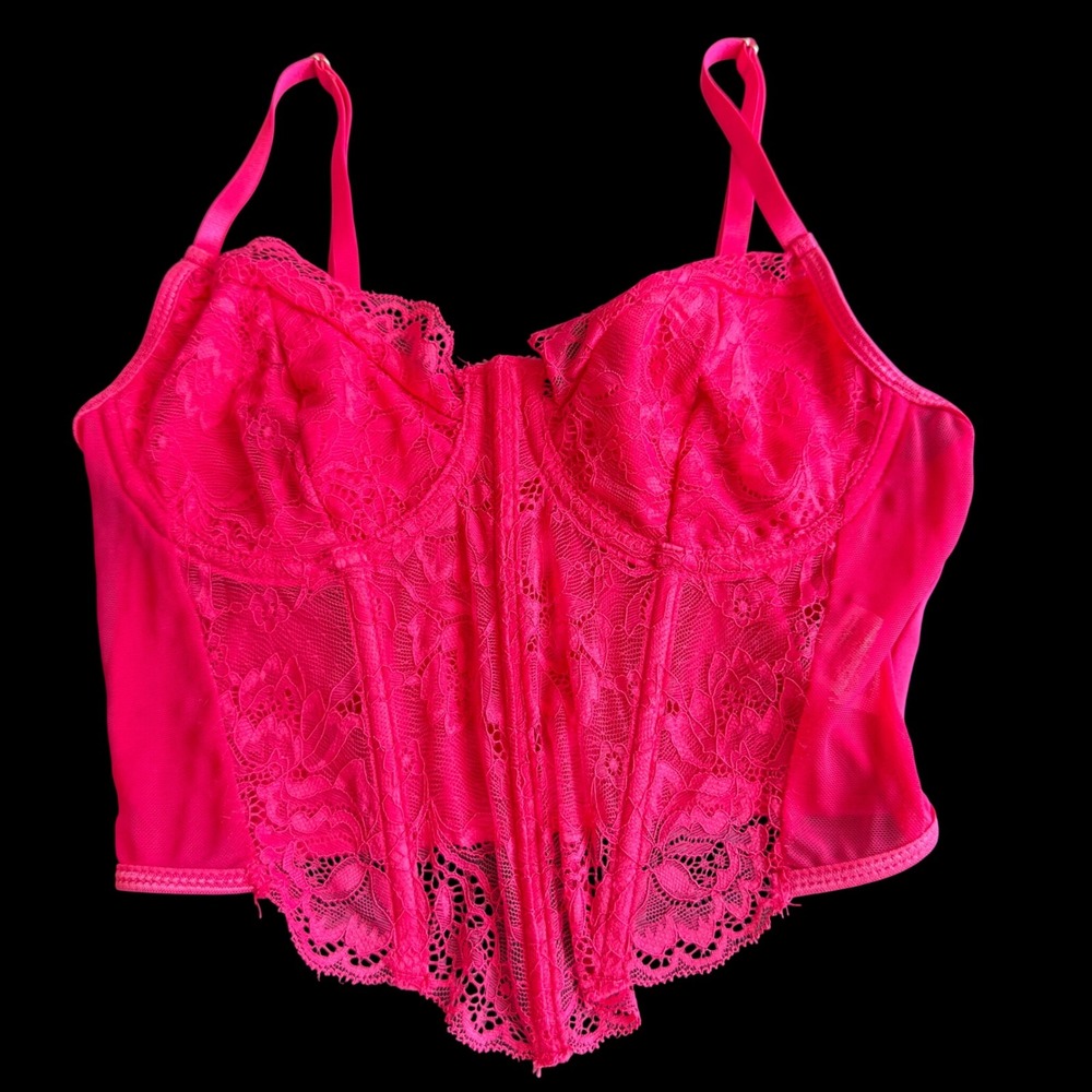 Effordram Women Corset Top 2 Pink‎ Lace Bustier Camisole Coquette Barbiecore
